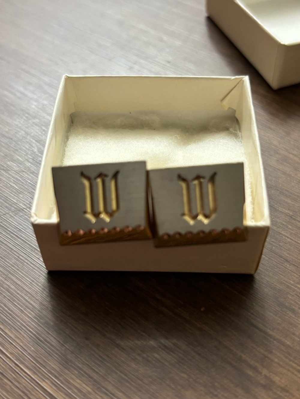 Men'sGold Initial Cufflinks - W Monogram